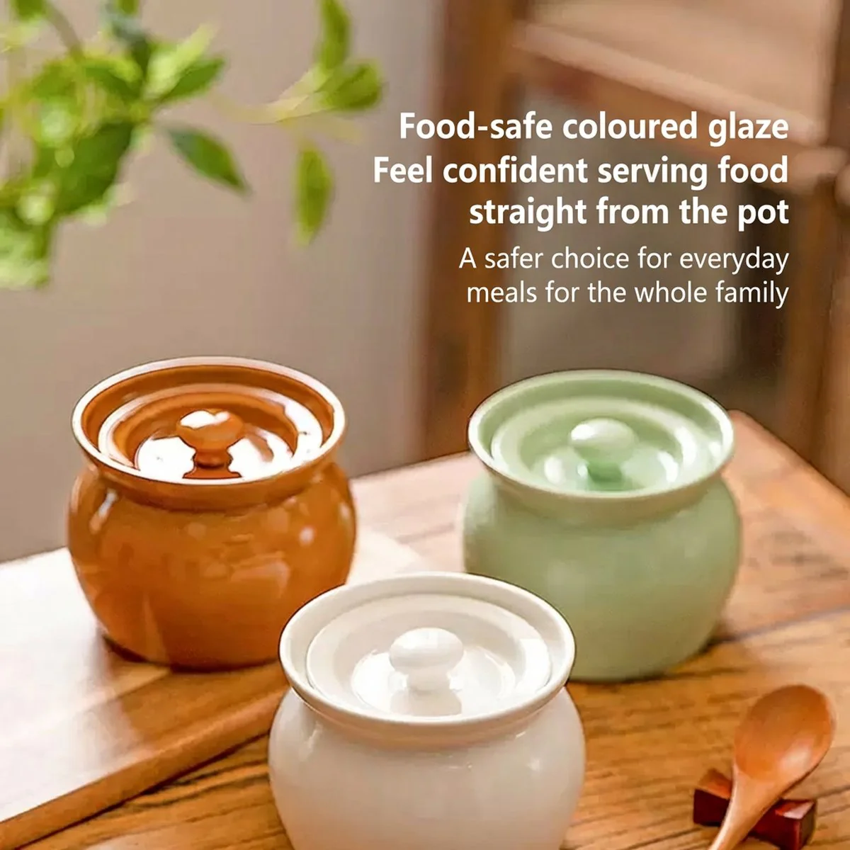 Modern Sweethome Ceramic Stew Pot with Lid – White 420ml - Image 3