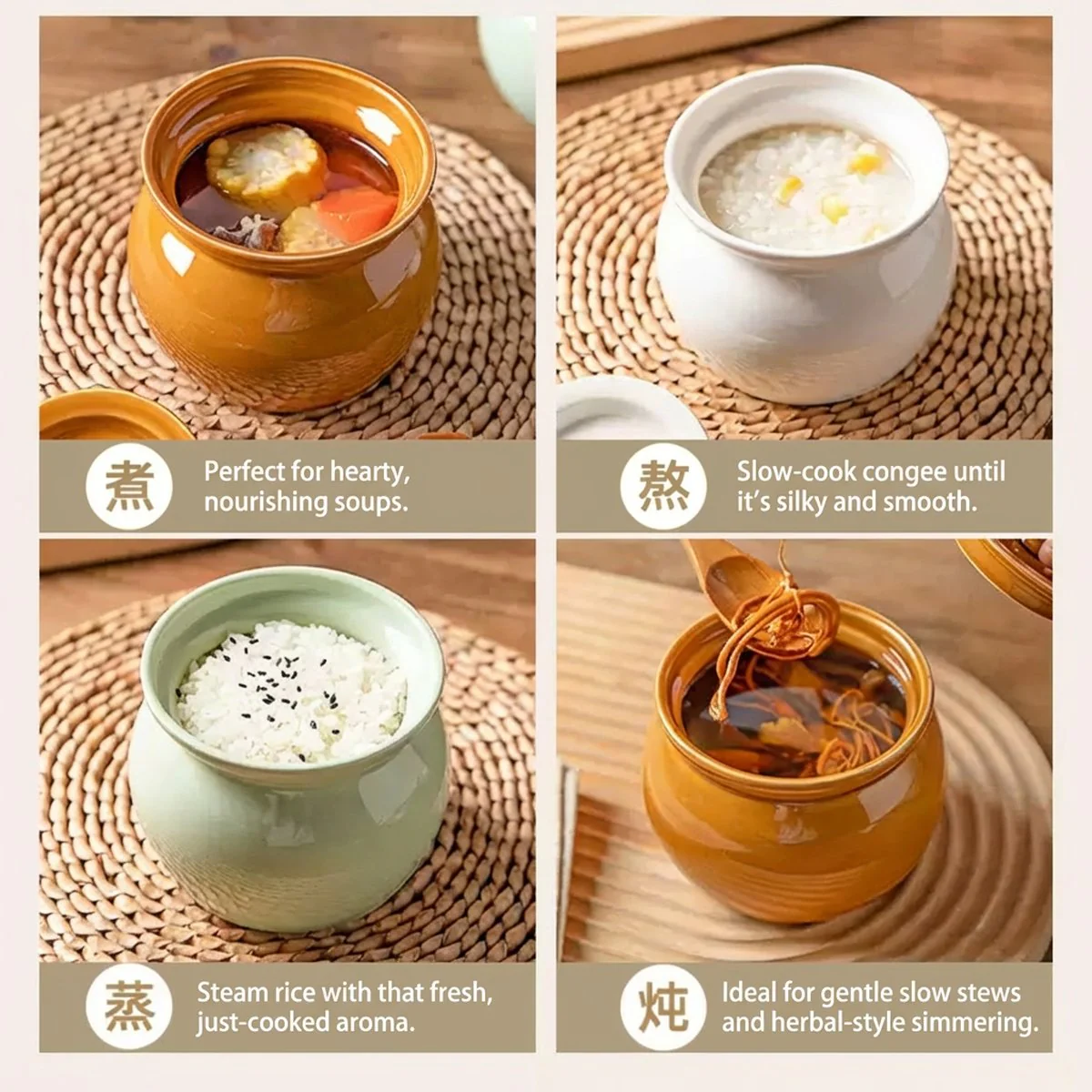 Modern Sweethome Ceramic Stew Pot with Lid – White 420ml - Image 4