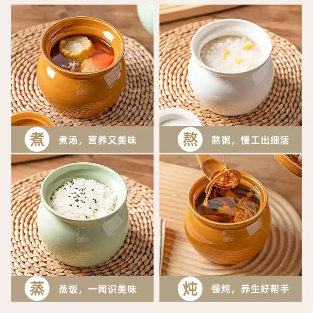 Modern Sweethome Covered Clay Stew Pot, Brown 350ml – Mini Ceramic Soup & Herbal Tonic Crock - Image 4