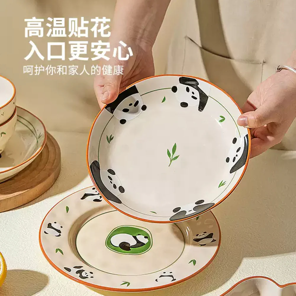 Modern SweetHome Dreamy Panda 9-Inch Shallow Dinner Plate – Mototo Bamboo Series - Image 2