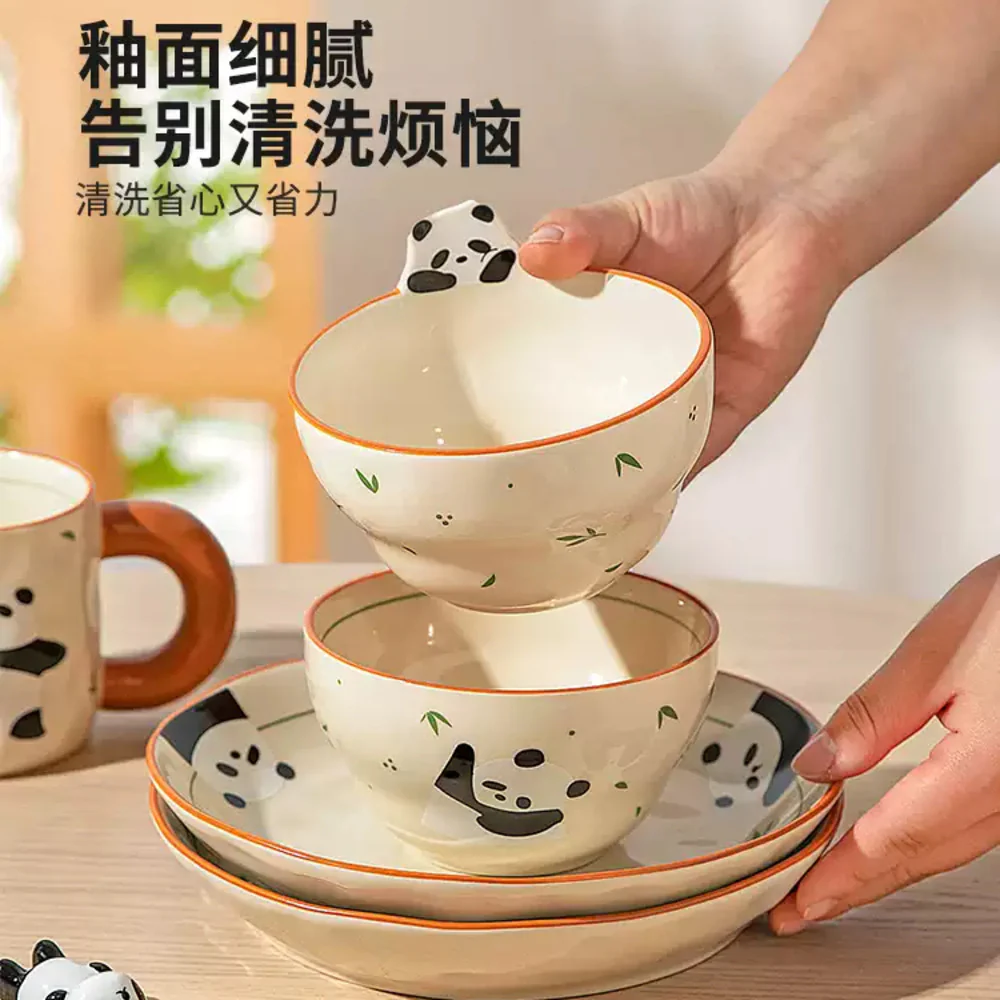 Modern SweetHome Dreamy Panda 9-Inch Shallow Dinner Plate – Mototo Bamboo Series - Image 3