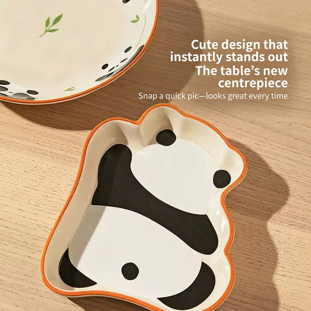 Modern SweetHome Gourd-Shaped Ceramic Bowl – Waving Panda Design, 4.7" (420 ml) - Image 4