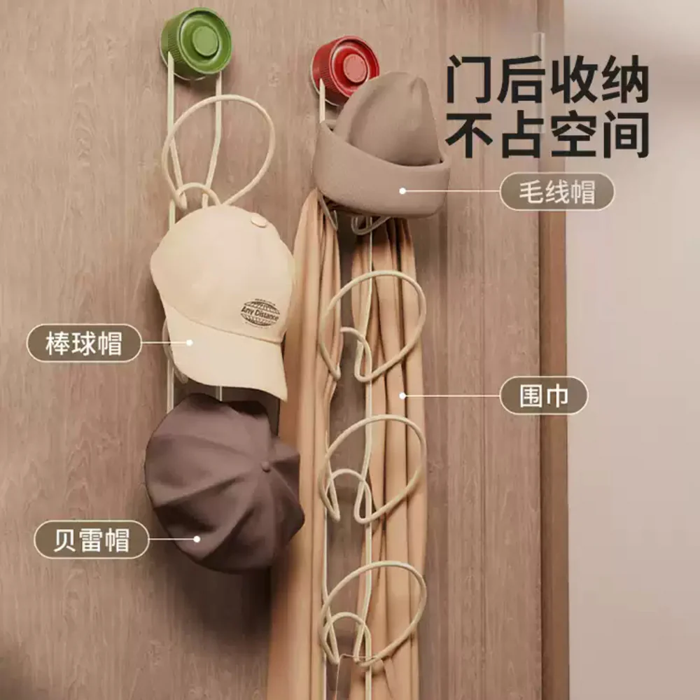 Modern Sweethome Hat Organizer Rack with Suction Cup, Cream White & Green – Pack of 5 - Spiral Cap Holder Hooks - Image 4