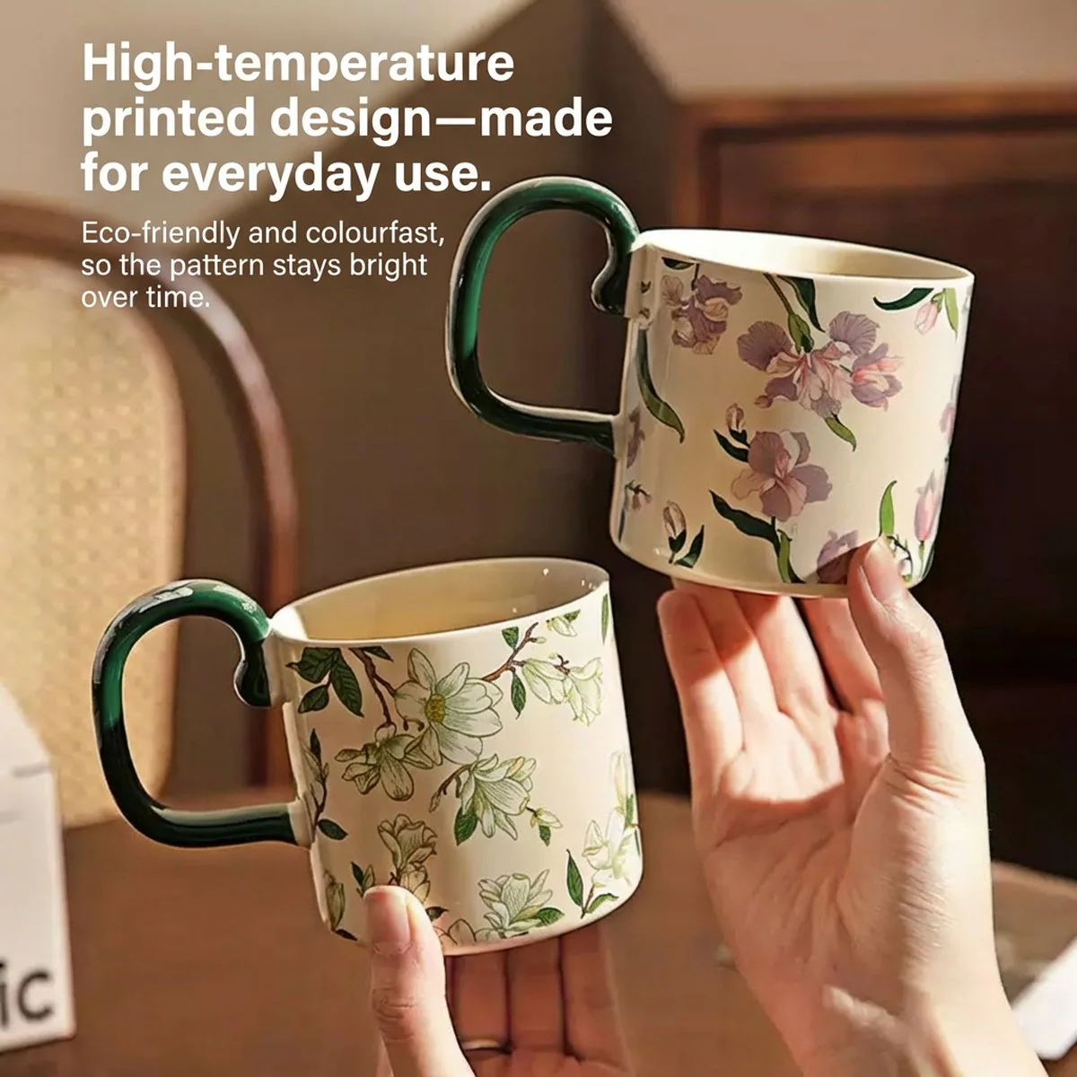 Modern Sweethome Iris Blossom Ceramic Mug – 400ml, Dishwasher & Microwave Safe - Image 4