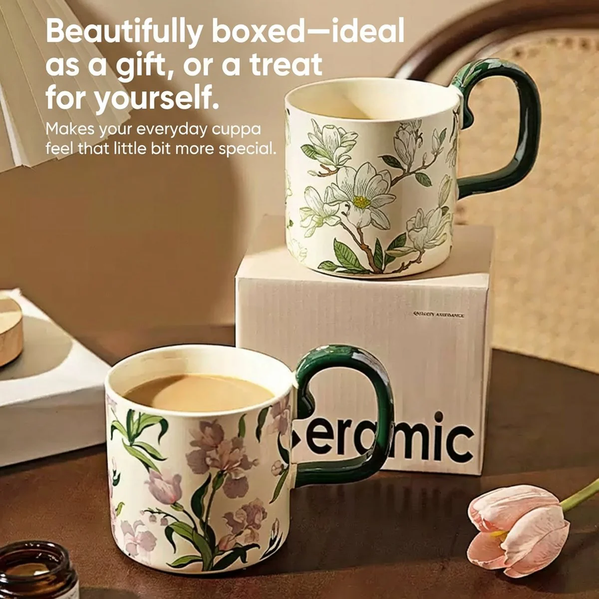 Modern Sweethome Iris Blossom Ceramic Mug – 400ml, Dishwasher & Microwave Safe - Image 5