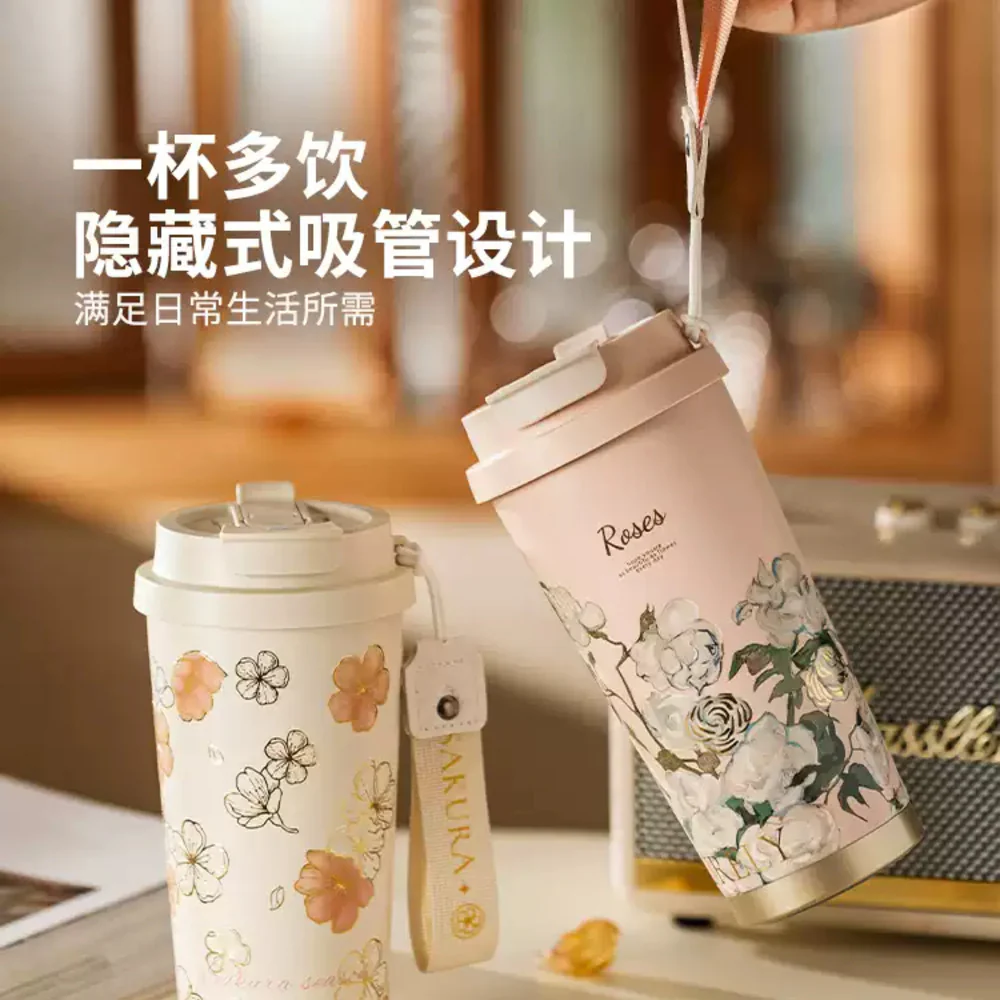 Modern SweetHome Sakura Pink Coffee Thermos Cup - 500ml - Image 3
