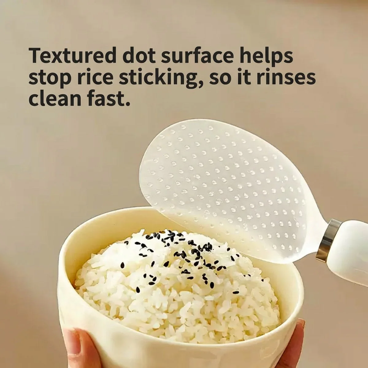 Modern SweetHome Stand-Up Non-Stick Rice Paddle with Suction Base – White - Image 2