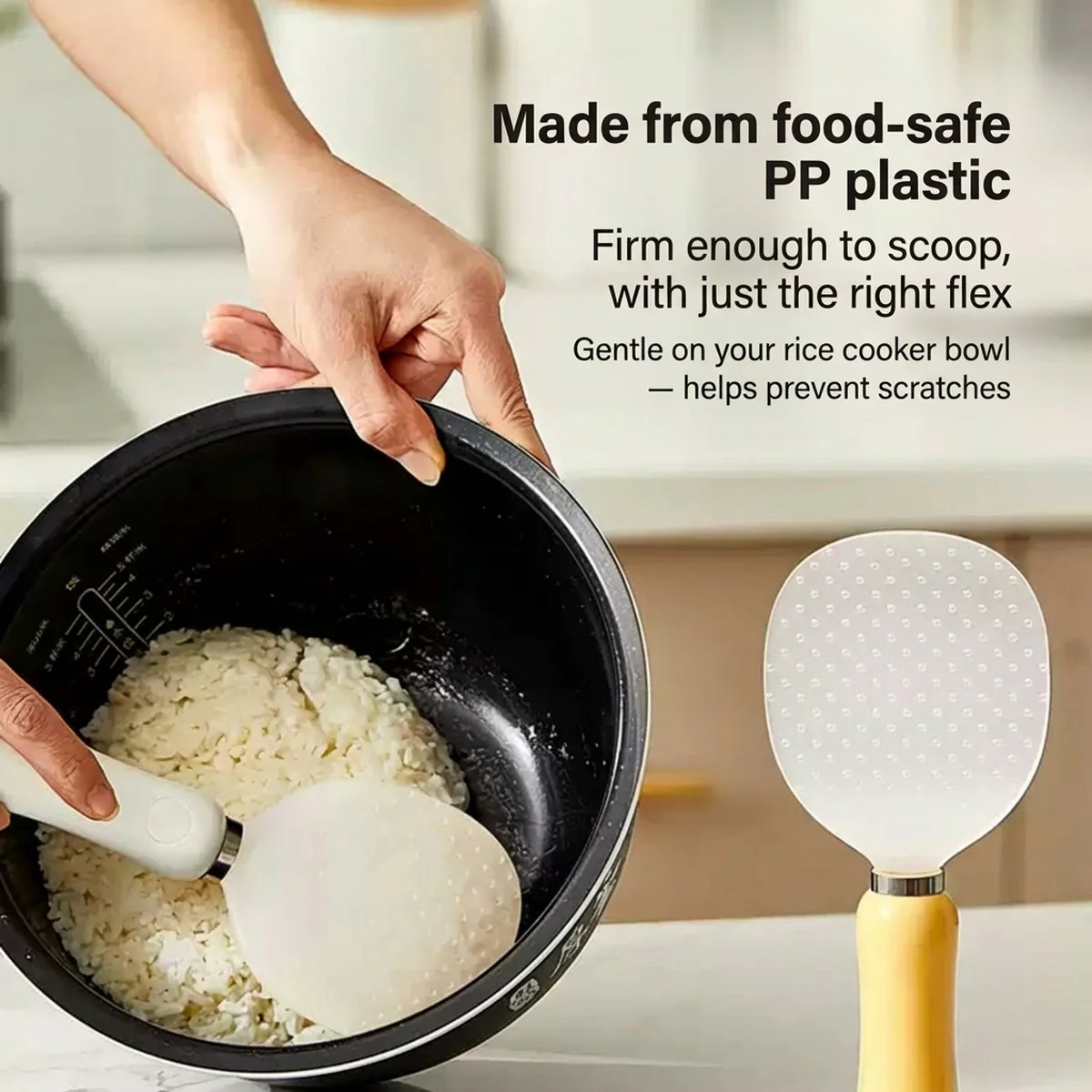 Modern SweetHome Stand-Up Non-Stick Rice Paddle with Suction Base – White - Image 3