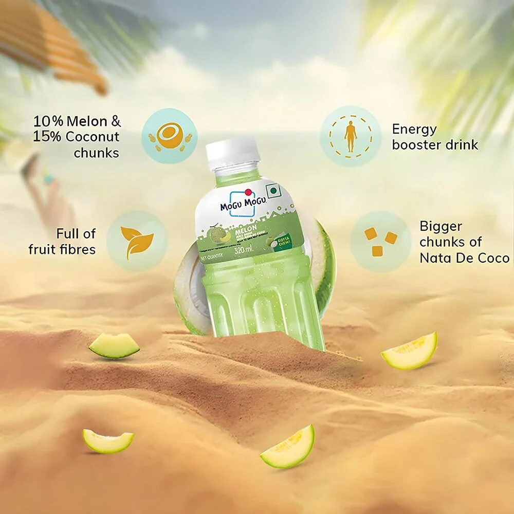 Mogu Mogu Melon Flavoured Drink with Nata de Coco 320ml x 6 - Image 4