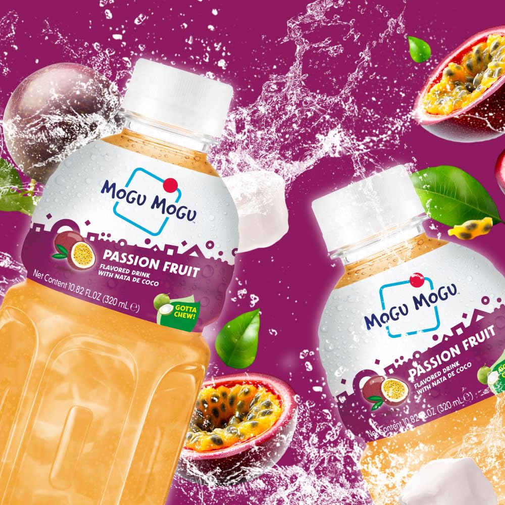Mogu Mogu Passion Fruit Flavoured Drink with Nata de Coco 320ml x 6 Bottles - Image 3