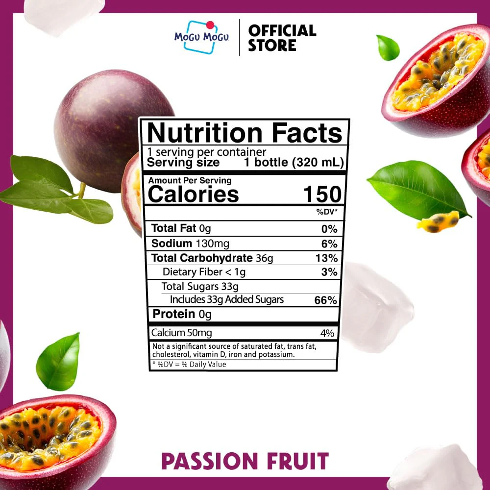Mogu Mogu Passion Fruit Flavoured Drink with Nata de Coco 320ml x 6 Bottles - Image 4