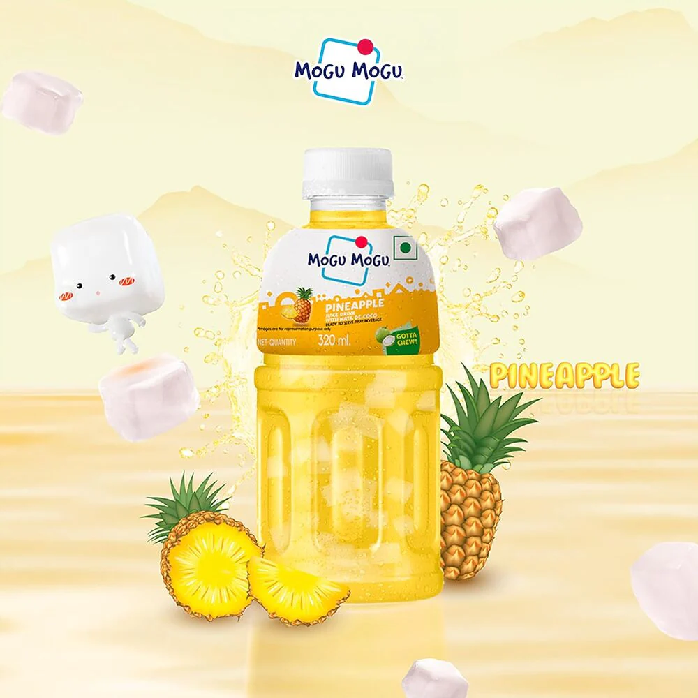 Mogu Mogu Pineapple Juice Drink with Nata de Coco 320ml x 6 - Image 3
