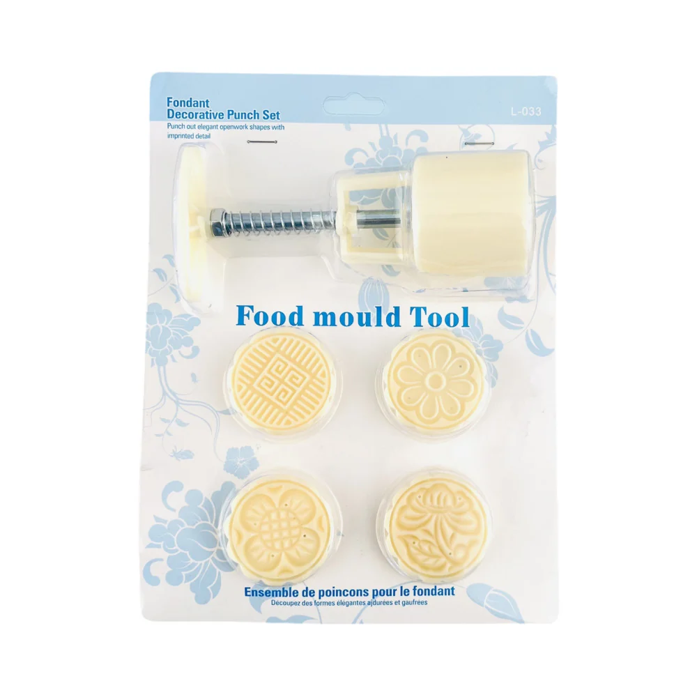 Mooncake Press Mold with 4 Floral Stamps – 50g - Mid-Autumn Baking Tool - Image 2