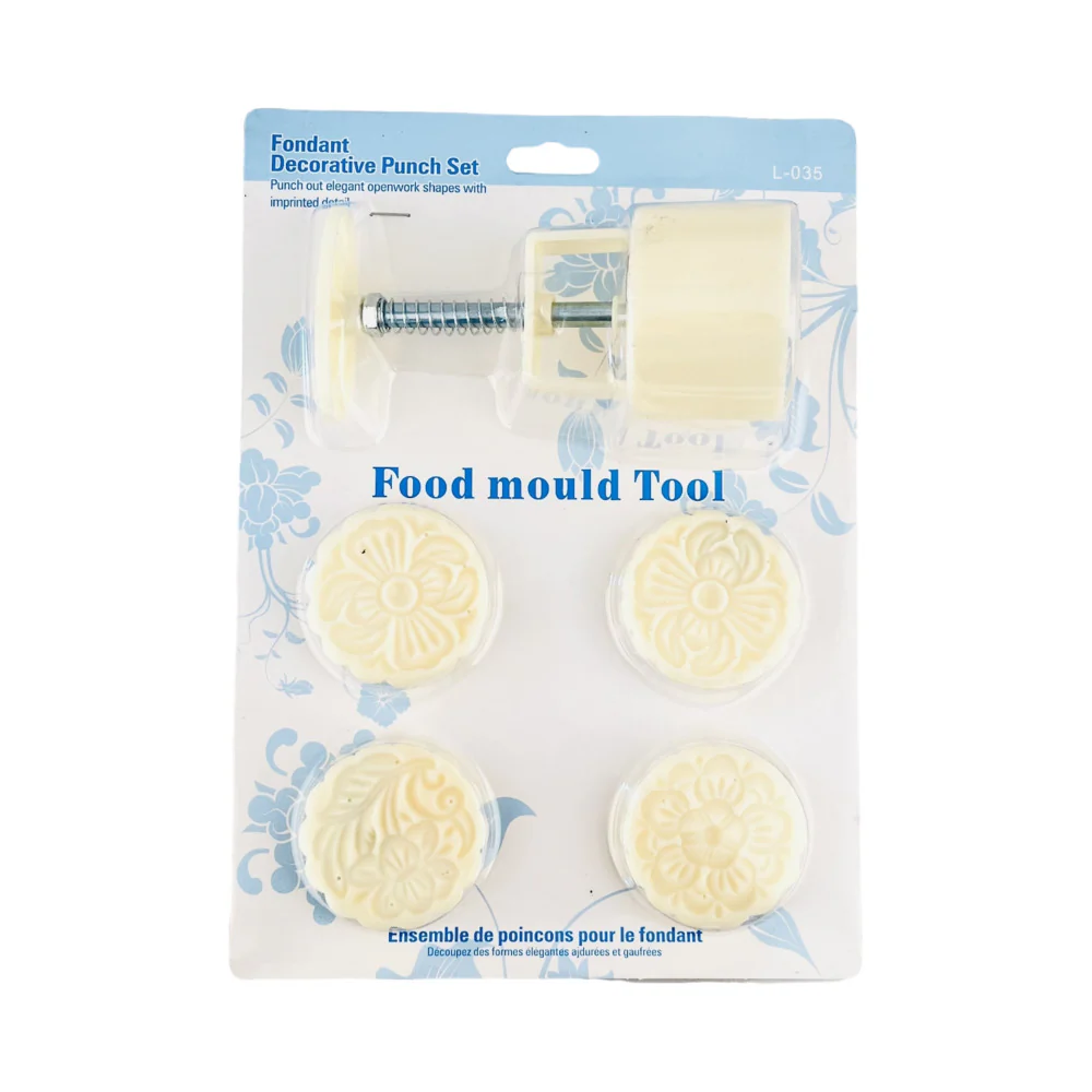 Mooncake Press Mold with 4 Floral Stamps – 50g - Mid-Autumn Baking Tool - Image 3