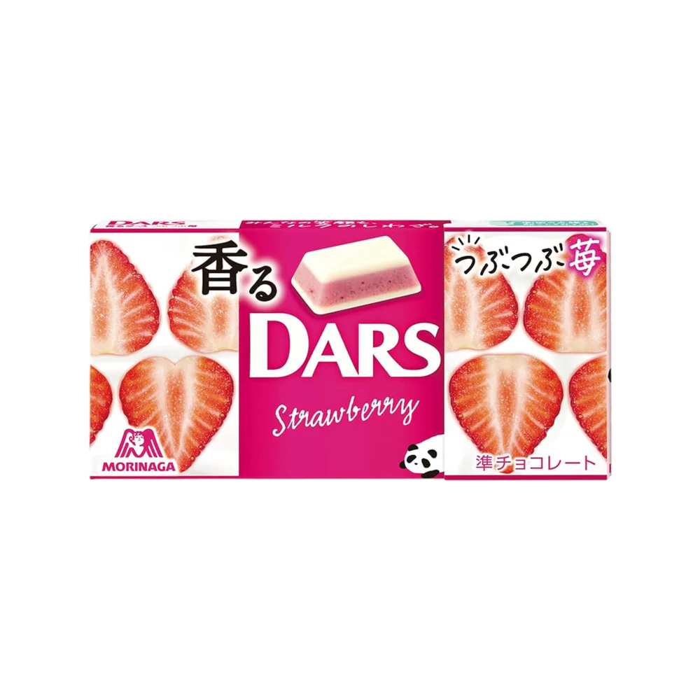 Morinaga DARS Strawberry Chocolate – 12 Pieces, 46g - Bite-Size Chocolates with Strawberry Pieces