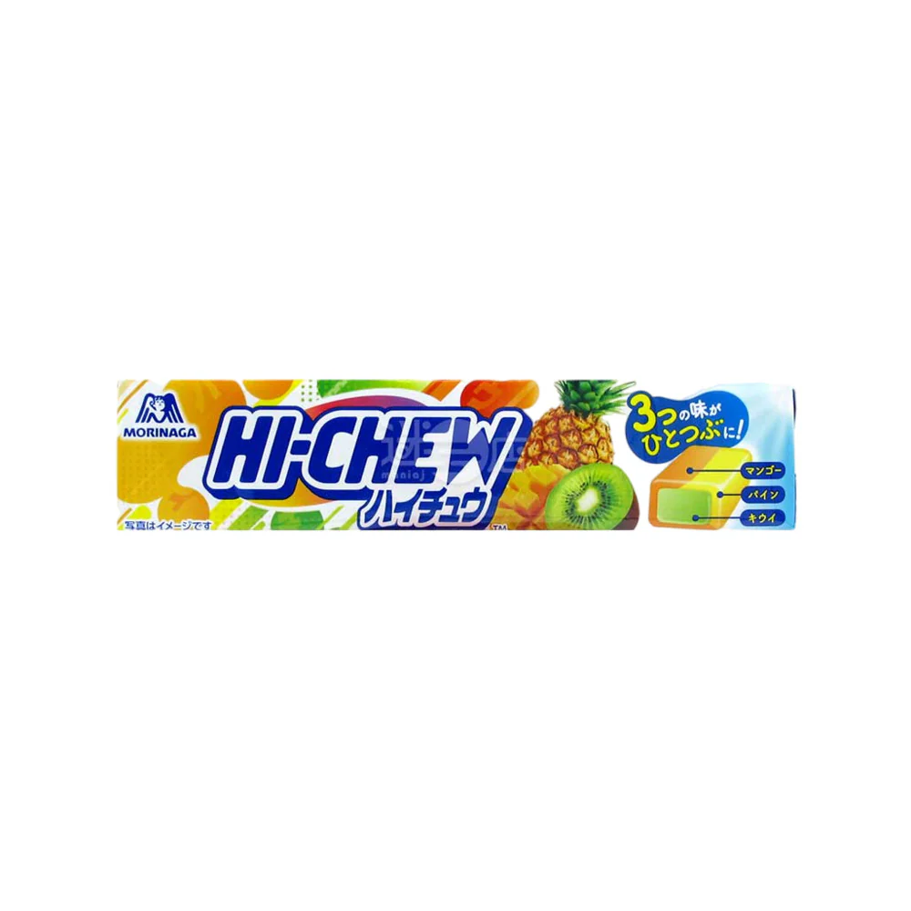 Morinaga Hi-Chew Tropical Mix Filled Chewy Candy – Mango, Pineapple & Kiwi – 12 Pieces, 55g - Japanese Fruit Chews