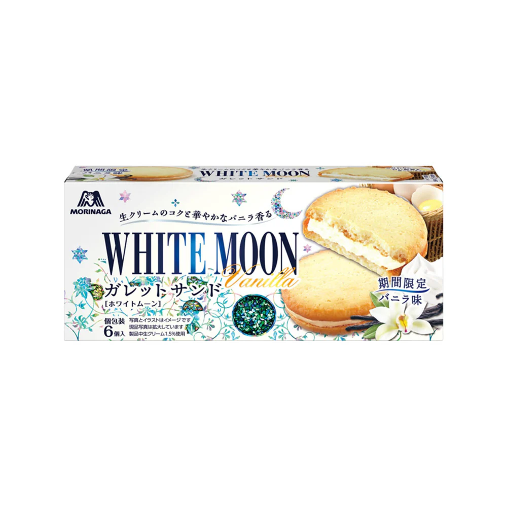 Morinaga White Moon Vanilla Sandwich Cookies - 6 Pieces, 168g