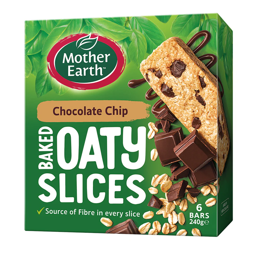 Mother Earth Chocolate Chip Baked Oaty Slices - 6 Bars, 240g