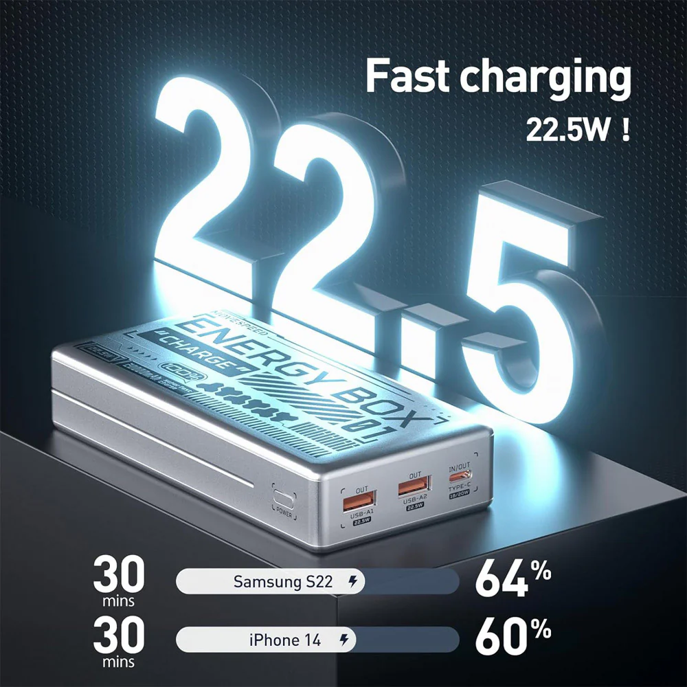 Movespeed High-Capacity Power Bank Space Silver 20000mAh 22.5W - Image 3