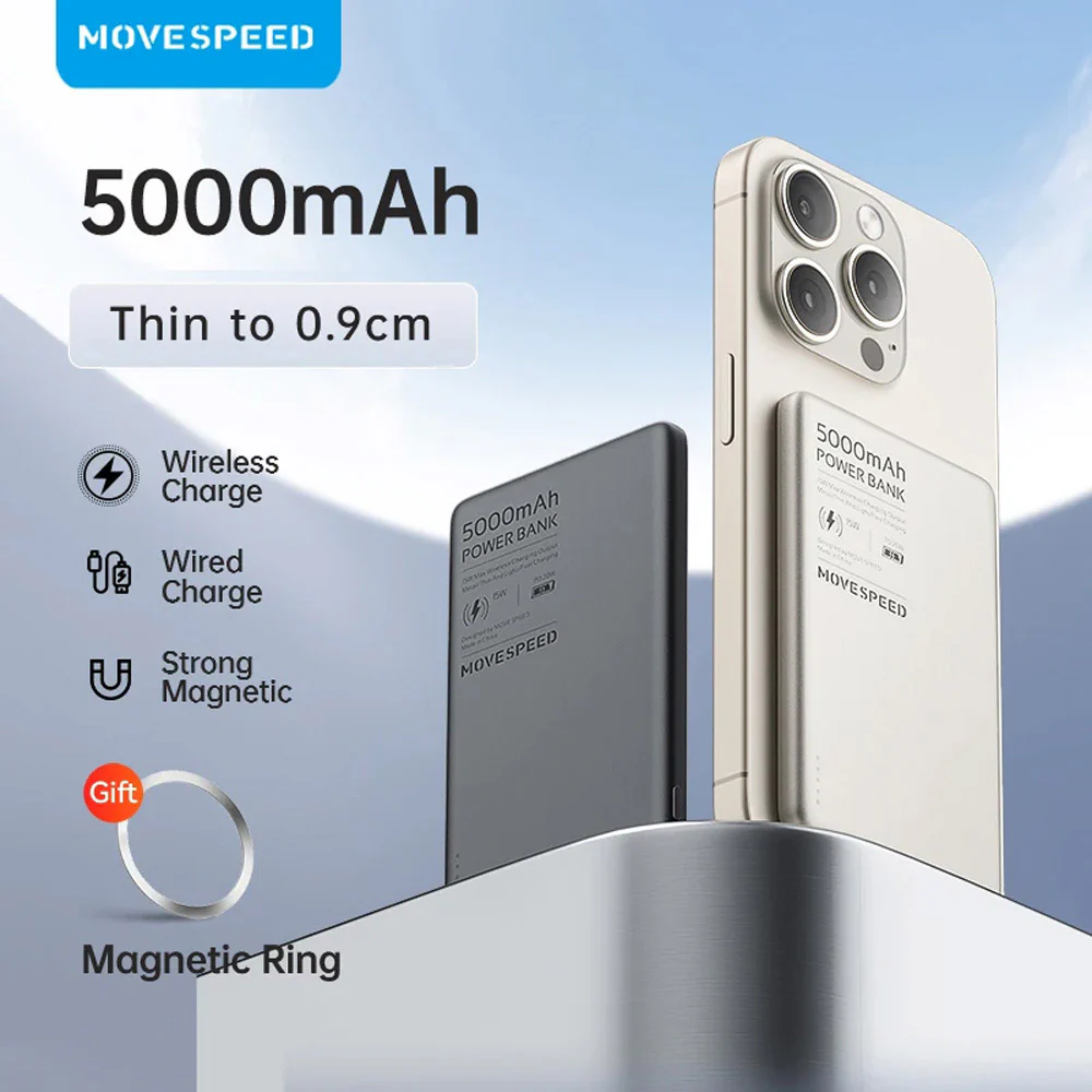 Movespeed S05 Ultra-Thin Magnetic Power Bank 5000mAh PD20W - Deep Space Gray - Image 2