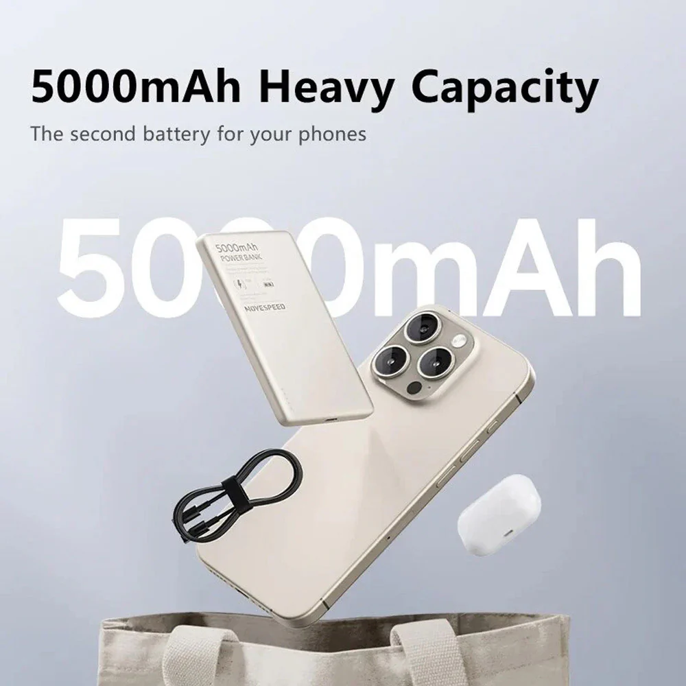Movespeed S05 Ultra-Thin Magnetic Power Bank 5000mAh PD20W - Deep Space Gray - Image 4