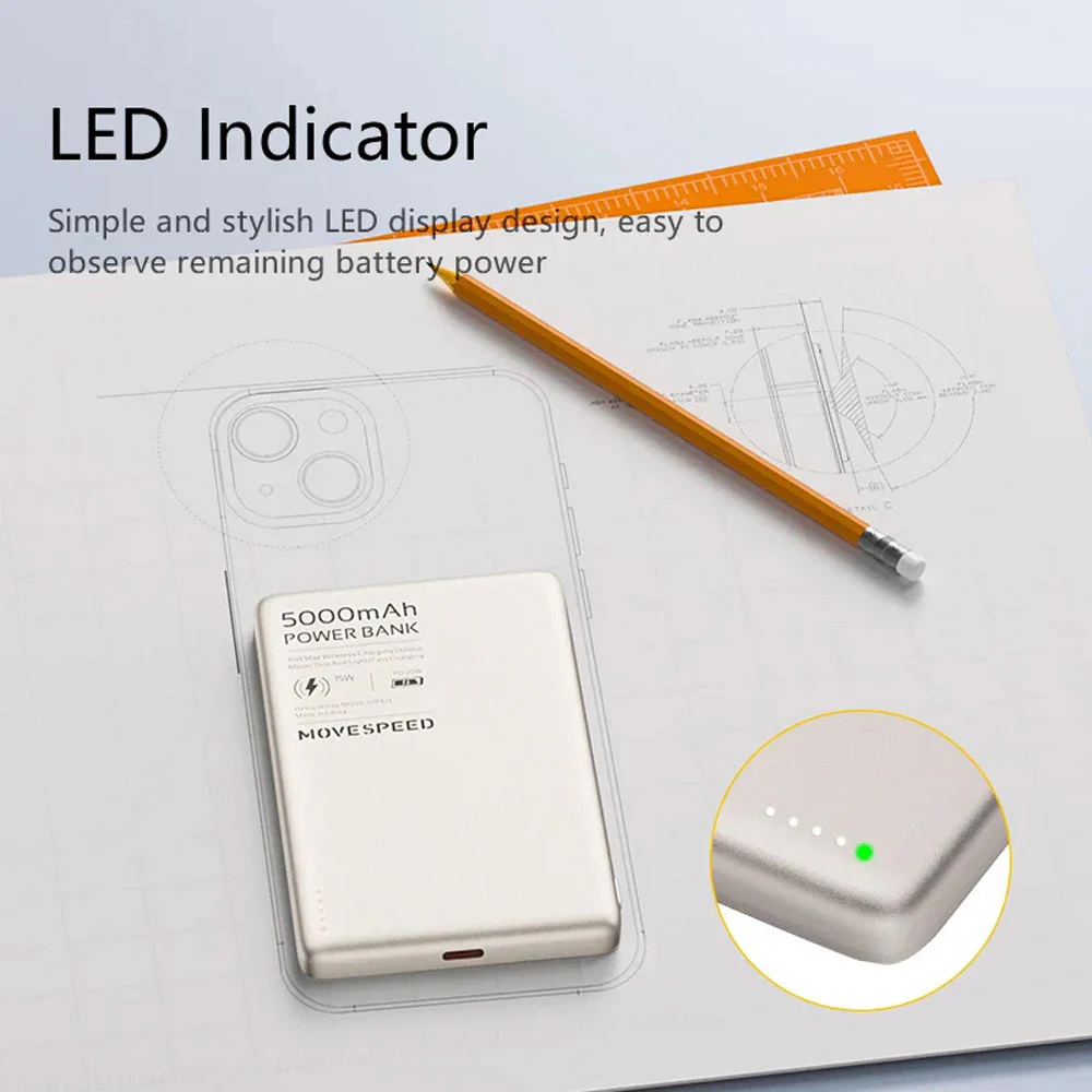 Movespeed S05 Ultra-Thin Magnetic Power Bank 5000mAh PD20W Titanium Gold - Image 3