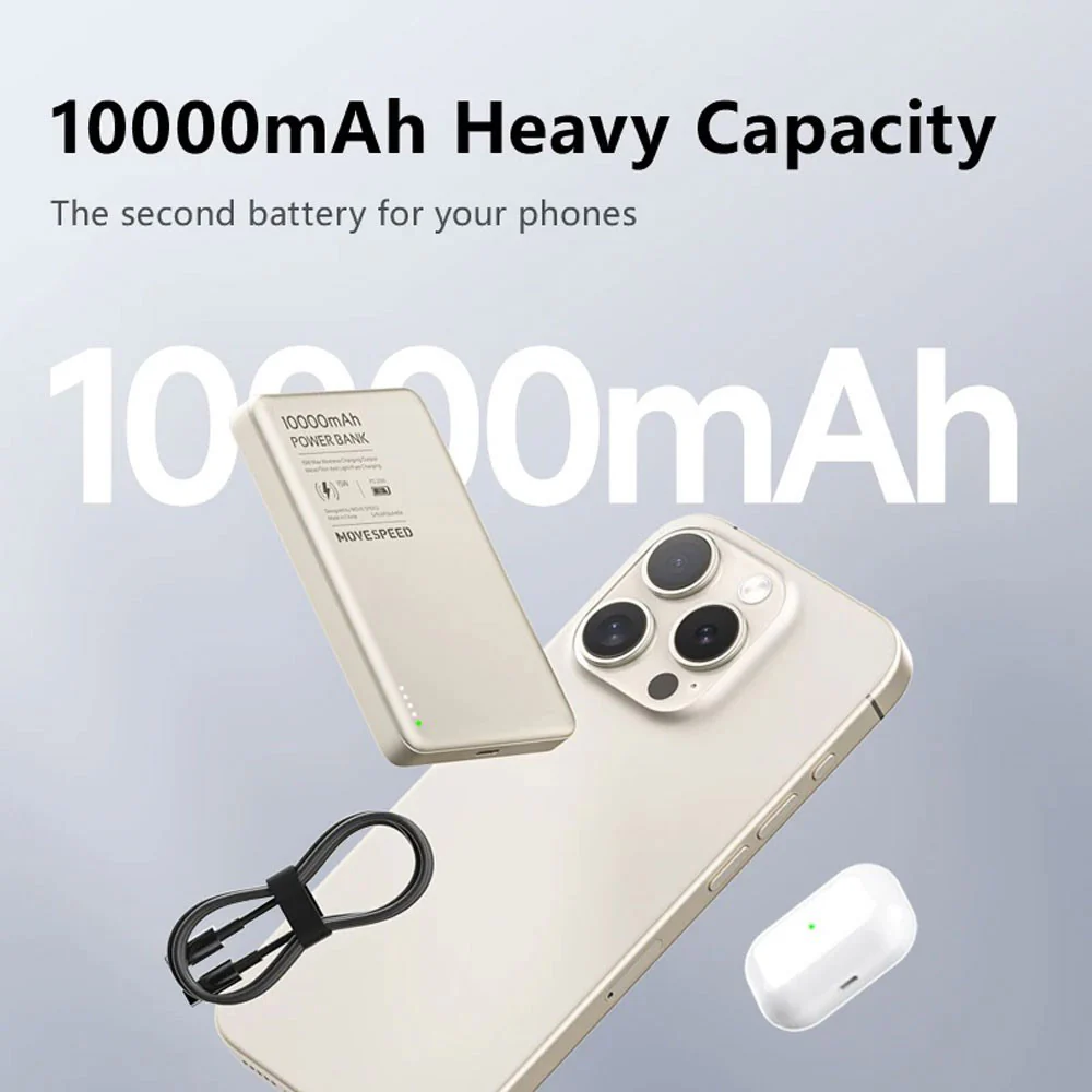 Movespeed S10 Ultra-Thin Magnetic Power Bank 10000mAh PD20W Titanium Gold - Image 2