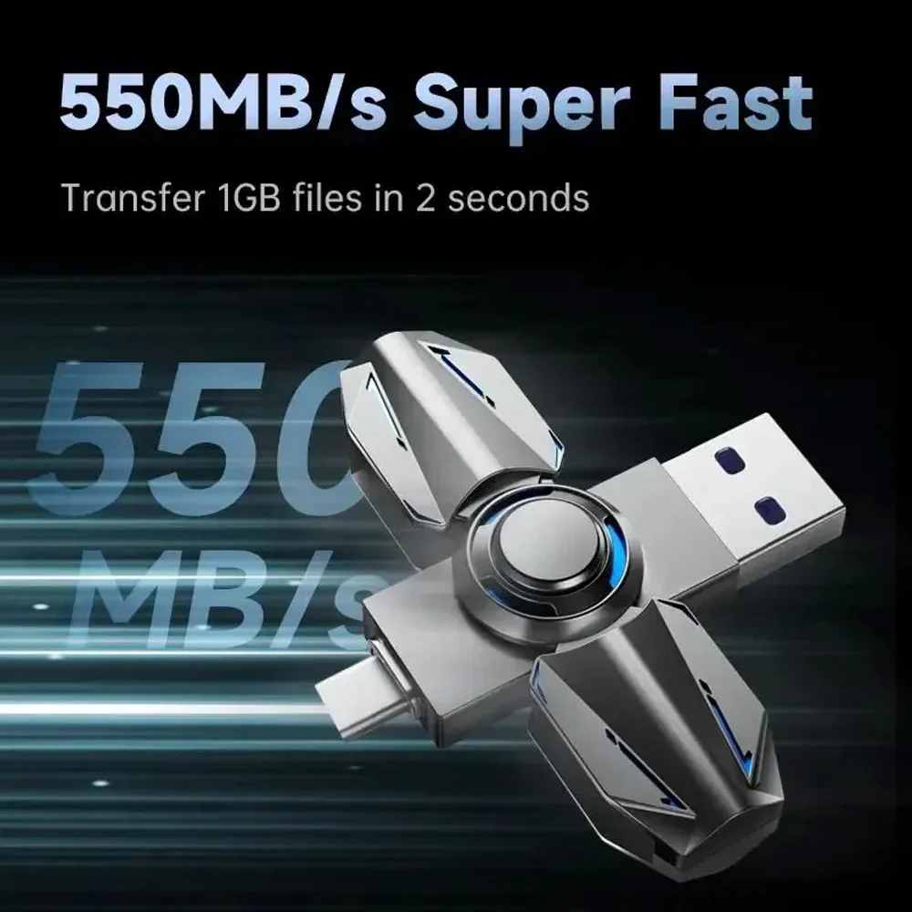 Movespeed Solid State USB Drive 512GB - Pearl Nickel + Blue - Image 4