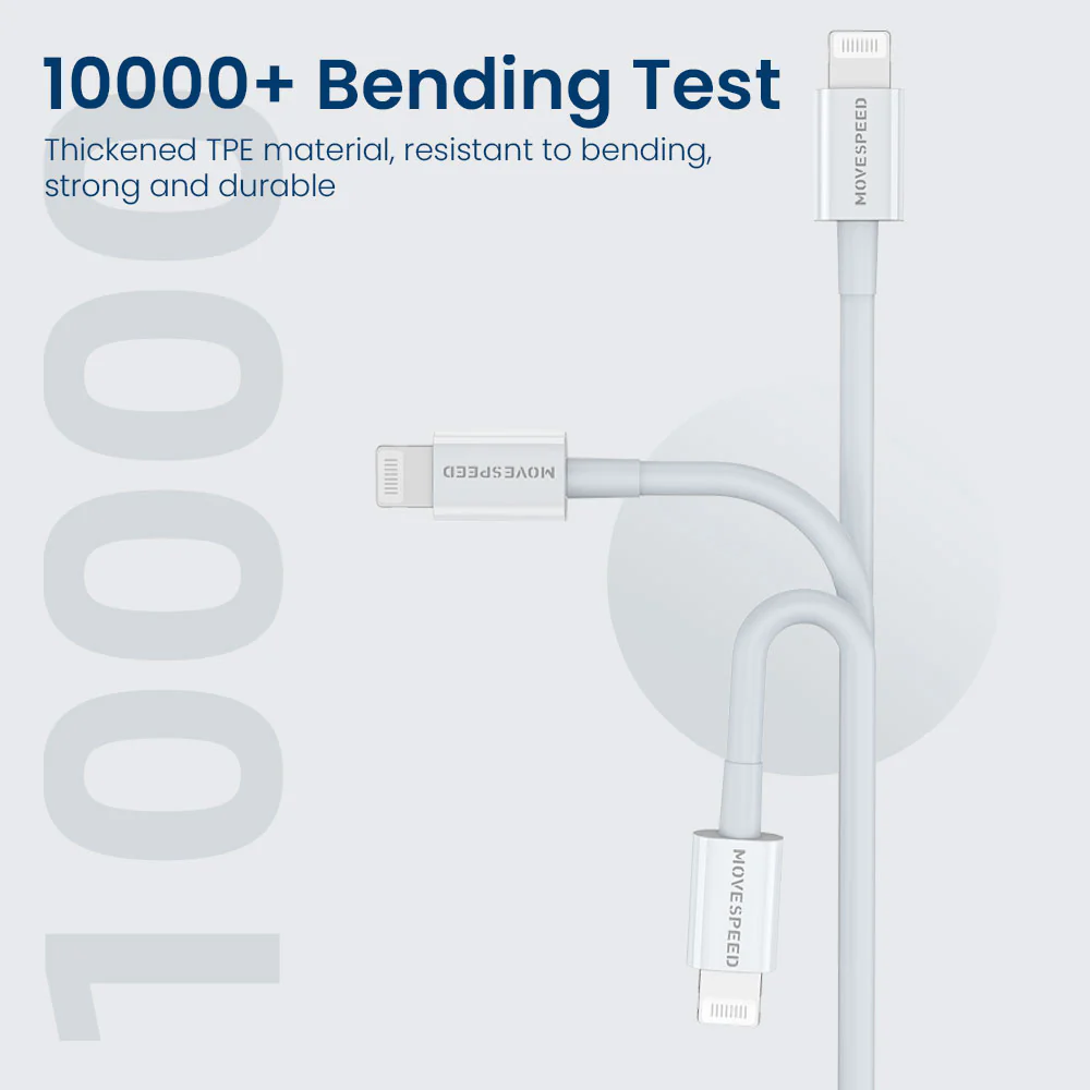 Movespeed USB-A to Lightning Cable 12W 1.2m White - Image 5