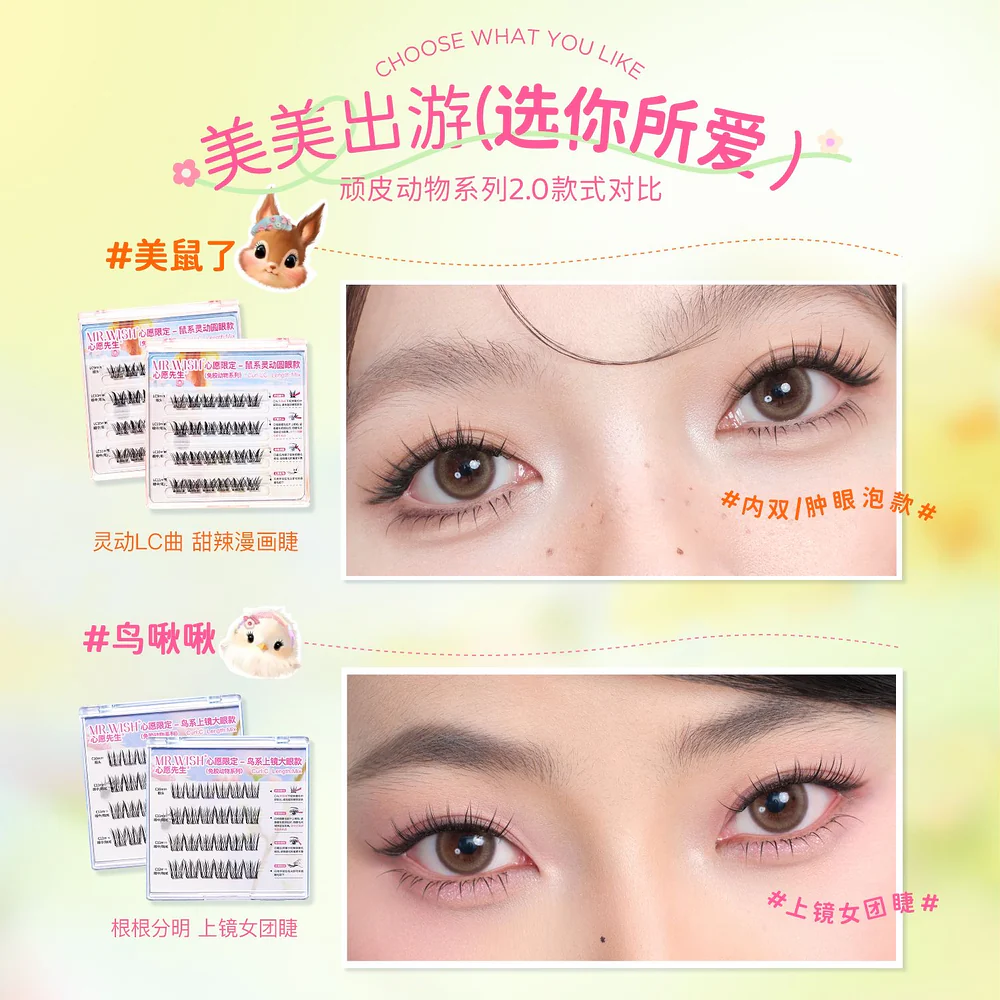 MR.WISH Glue-Free False Eyelash Clusters – Animal Series “Bird” Camera-Ready Style, C Curl 10-12 mm - Image 3