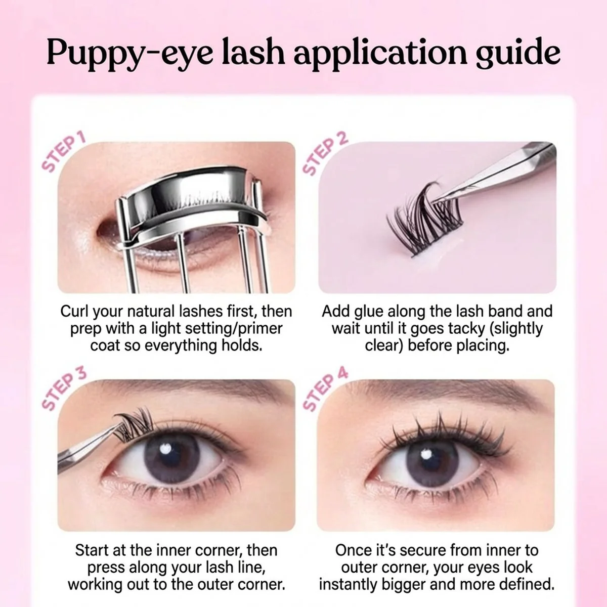 MR.WISH Naughty Animal Series Dog-Eye Round Effect False Eyelashes – C Curl, 10–13 mm Length, 5 mm Band Width - Wispy Natural Cluster Lashes for Short Round & Almond Eyes - Image 2