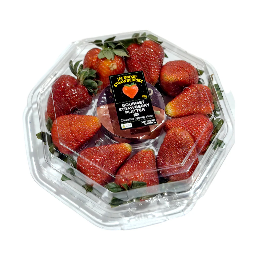 Mt Barker Gourmet Strawberry Platter with Chocolate Dipping Sauce - 450g - Image 2