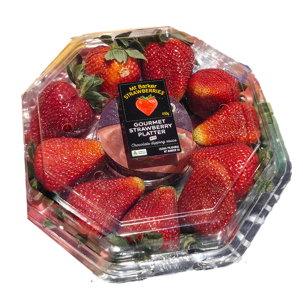 Mt Barker Gourmet Strawberry Platter with Chocolate Dipping Sauce - 450g - Image 3