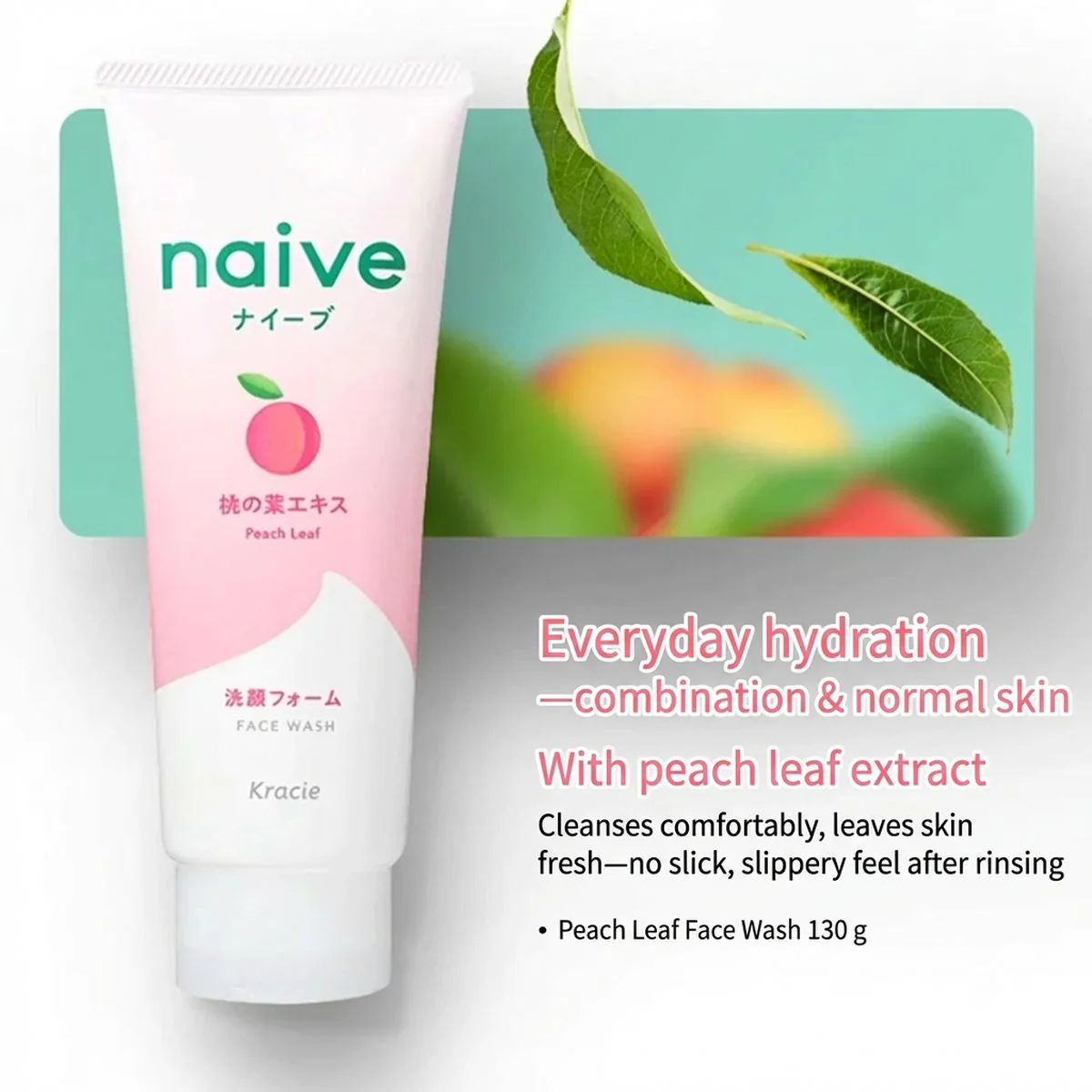 Naive Natural Plant Face Wash - Peach Scent, 130g - Image 2