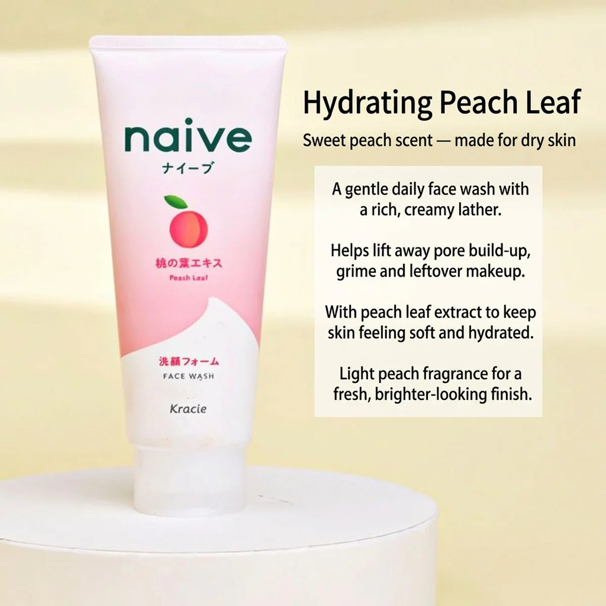 Naive Natural Plant Face Wash - Peach Scent, 130g - Image 4