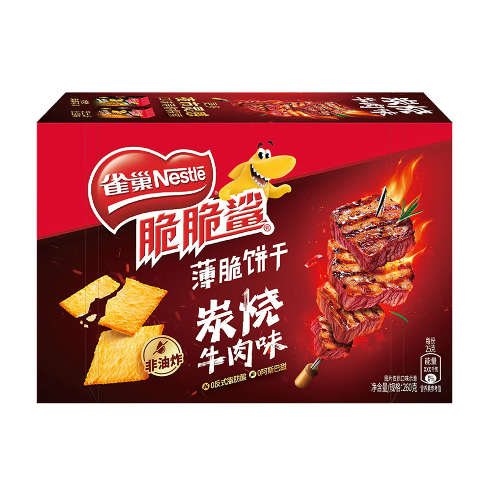Nestle Crispy Shark Thin Biscuits Charcoal Grilled Beef Flavor - 260g