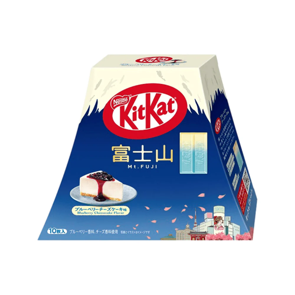 Nestlé KitKat Mt. Fuji Blueberry Cheesecake Flavor – 10 Mini Bars - Japanese Limited-Edition Chocolate Wafer Gift Box