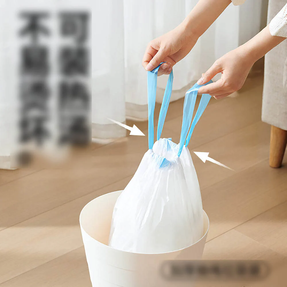 NetEase Yanxuan Drawstring Trash Bags (M), Medium-Duty, 3 Rolls (60 Bags), 450 x 500 mm - Rubbish Bags for Small Bins - Image 3