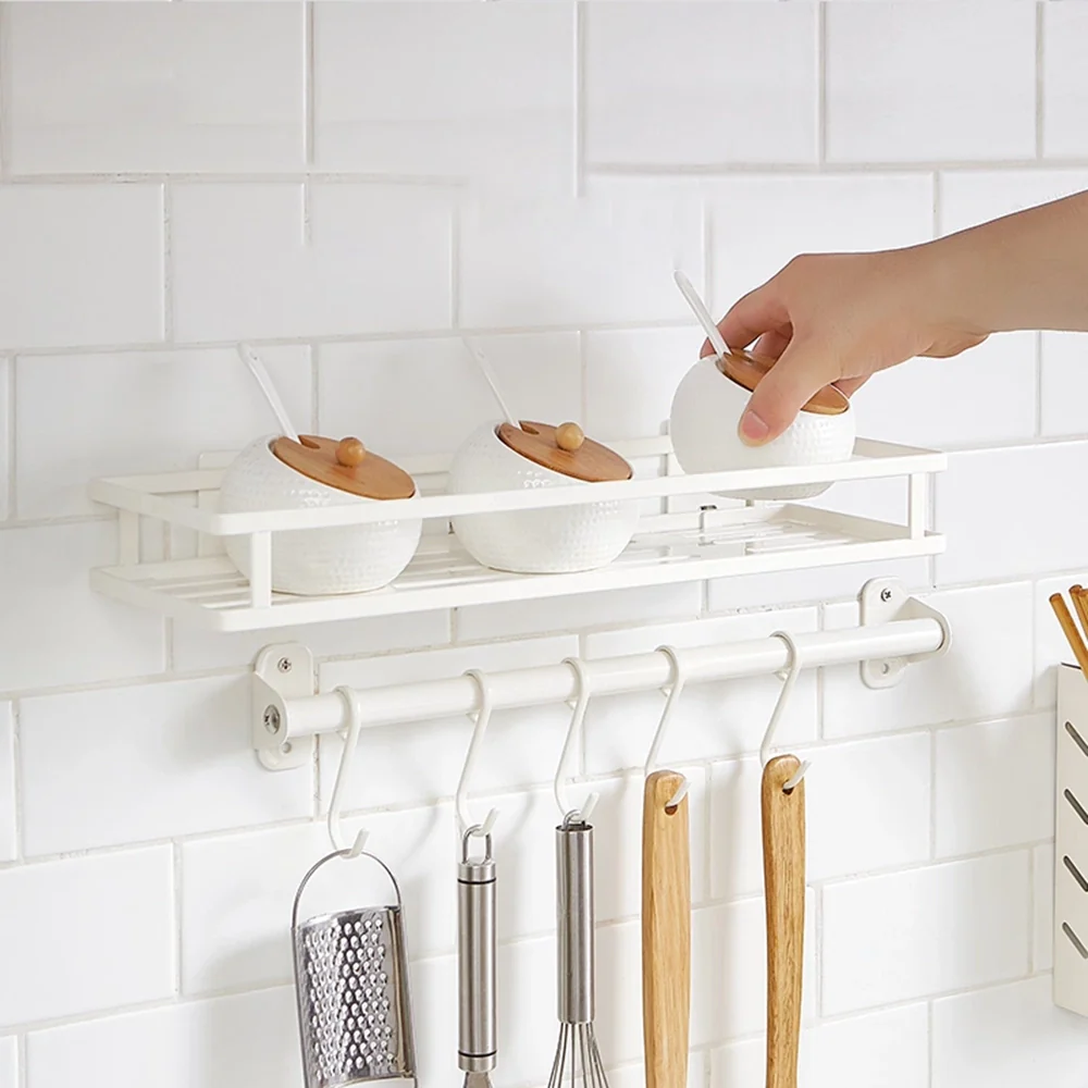 Lifease Kitchen Wall-Mounted Storage Rack with Hooks - Image 2