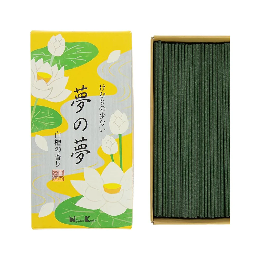 Nippon Kodo Yume no Yume White Sandalwood Incense Sticks 100g - Japanese Low-Smoke Incense for Home & Meditation