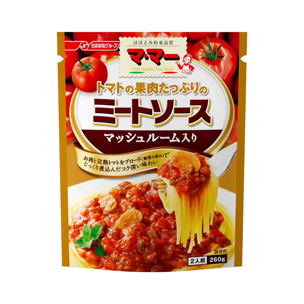 Nisshin Ma-Ma Chunky Tomato & Mushroom Meat Sauce 260g – Japanese Spaghetti Sauce