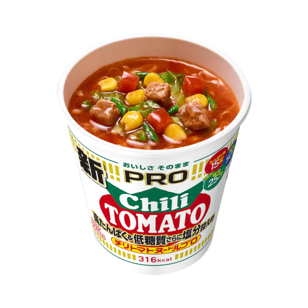 Nissin Cup Noodles PRO Chili Tomato – High-Protein, Lower Sugar & Reduced Salt 80g - Spicy Tomato Instant Cup Ramen - Image 2