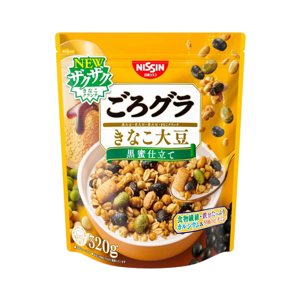 Nissin Gorogura Kinako Three Soybean Granola with Black Sugar Syrup 320g