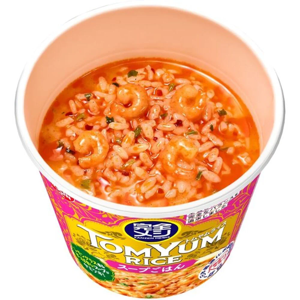 Nissin Kanzen Meshi Tom Yum Rice Cup 109g - Instant Soup Rice, Thai Tom Yum Flavour - Image 2