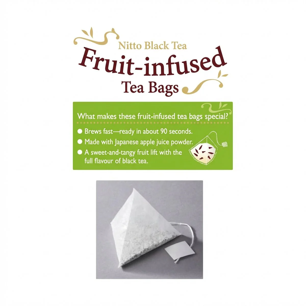 Nittoh Tea Honey Apple Black Tea Bags 30.8g (4 Bags) - Pyramid Tea Bags - Image 2