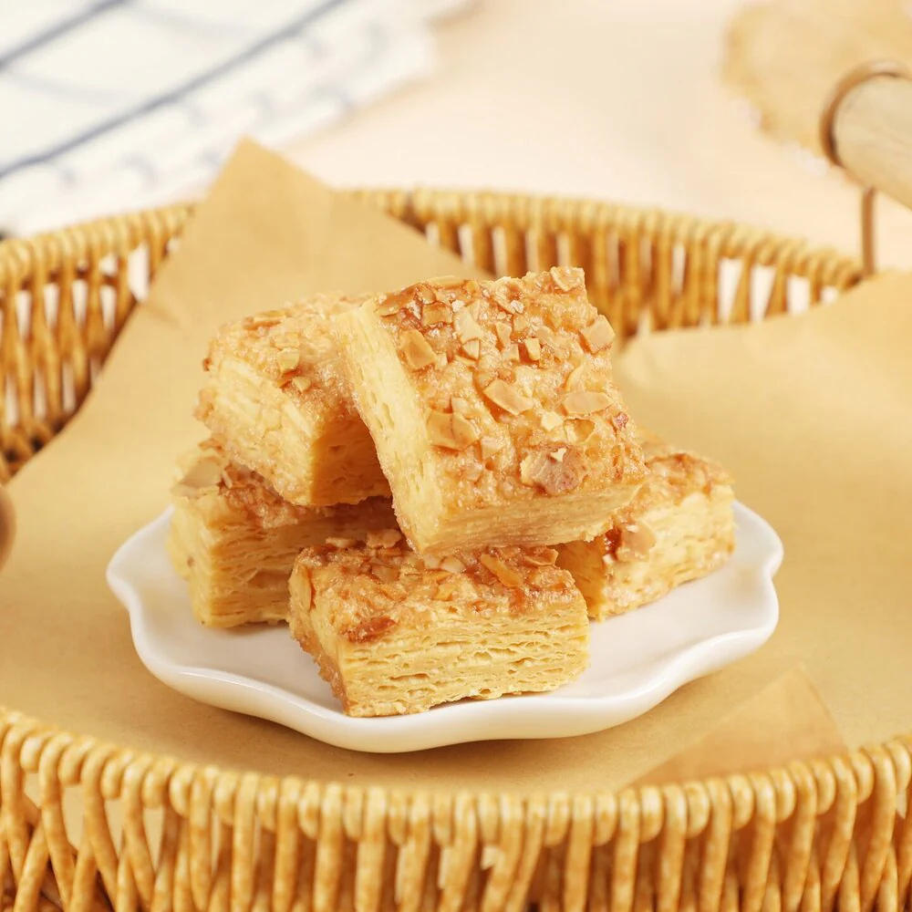 NITZ BAKER Almond Layer Pastry 102g - Crispy Almond Puff Pastry Squares - Image 2