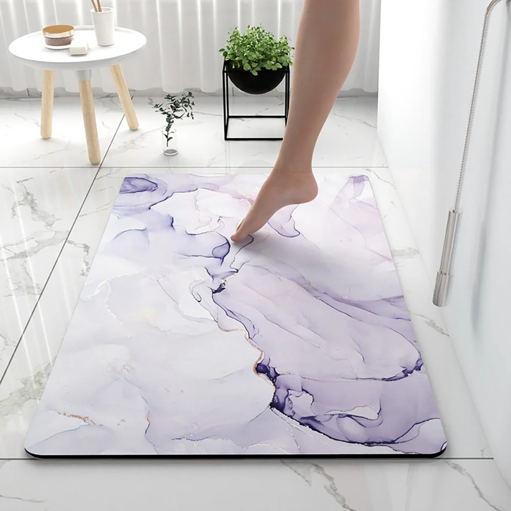 Non-Slip Absorbent Mat - Marble Romantic Purple 45x70cm