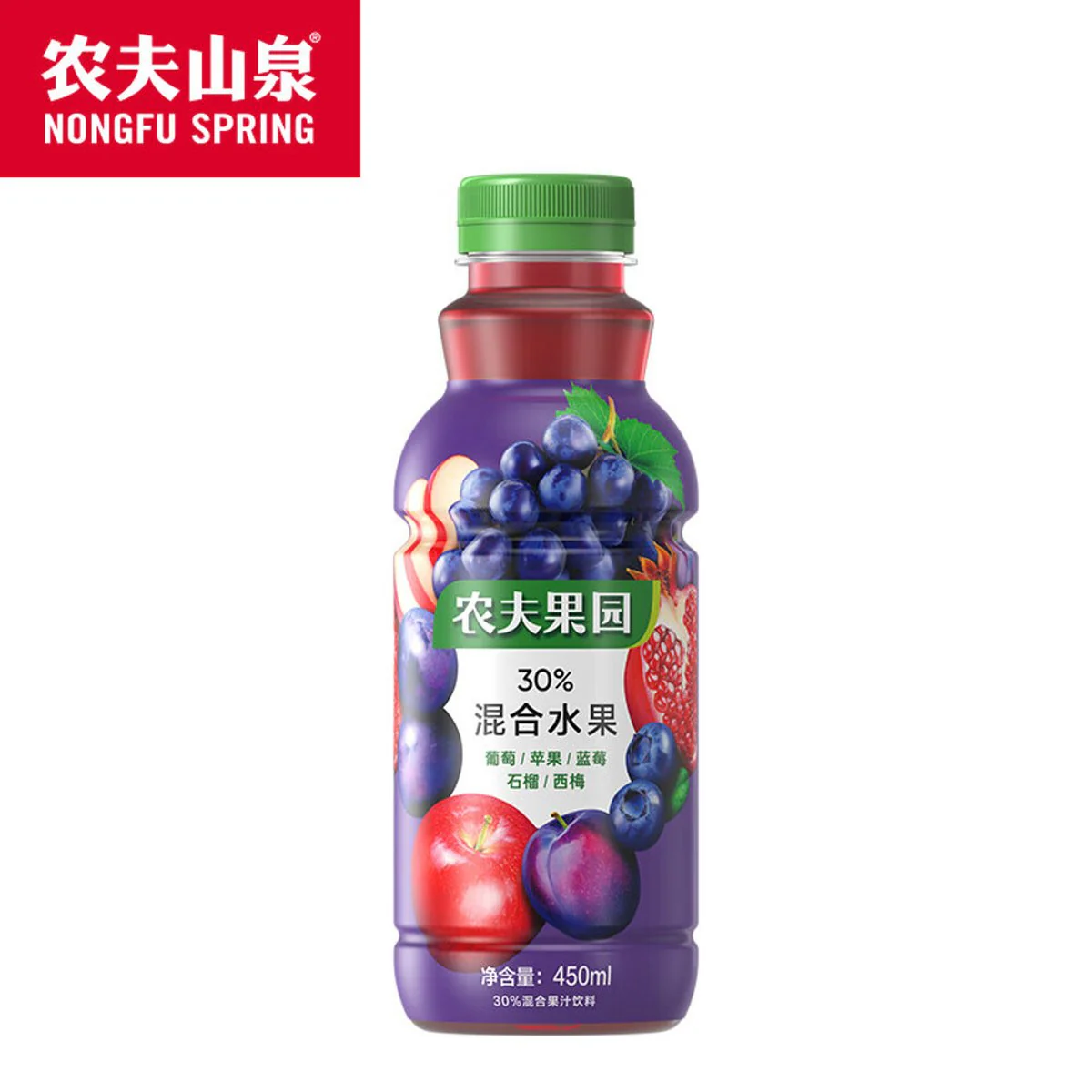 Nongfu Spring Orchard 30% Mixed Fruit Juice Drink – Grape Flavor, 450ml x 15 Bottles - Image 2