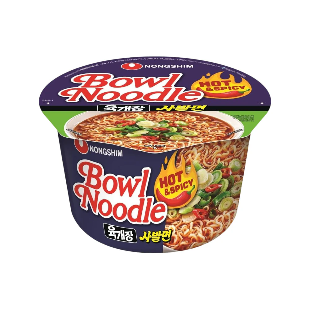 Nongshim Hot & Spicy Beef Bowl Noodles - 100g x 12 Cups - Image 2