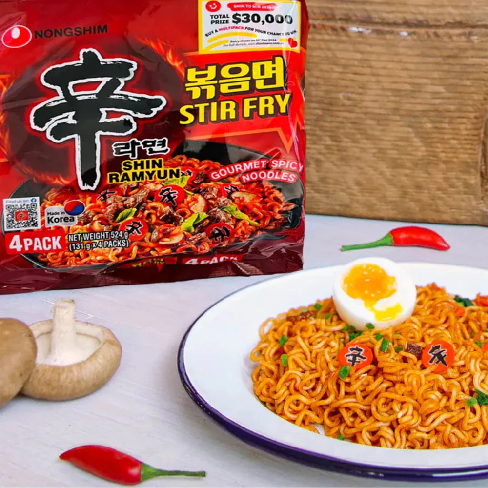 Nongshim Shin Ramyun Spicy Stir Fry Noodles - 4 Pack - Image 4